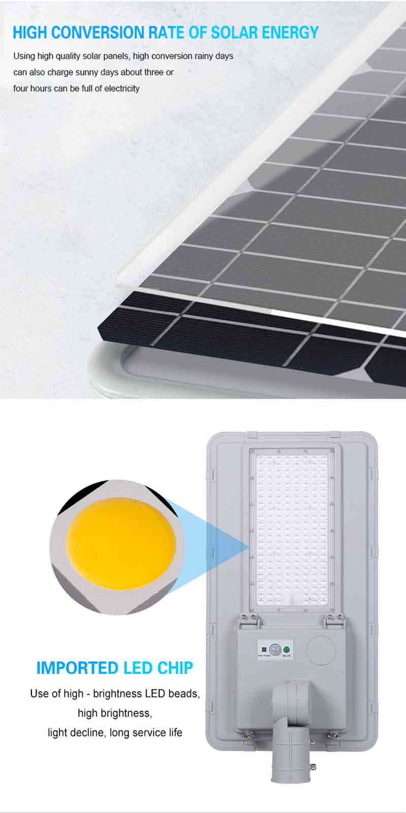 Lampione stradale solare a led 100w