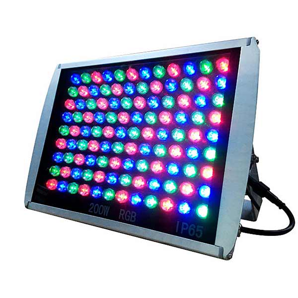 WEDO LED Flood Light 200W RGB Black Shell 16 Colors Change 4 Modes with Remote Control Wall Wash Floodlight for Outdoor Courtyard Festival Party