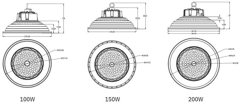 Lampu teluk tinggi led ufo bulat 15000 lumen