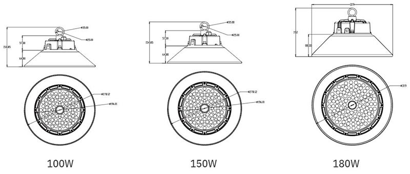 ufo led high bay light fittings សម្រាប់រោងចក្រ