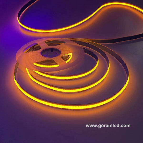 gul cob led strip lys