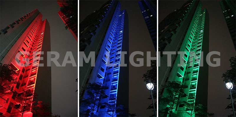 rgb memimpin lampu sorot untuk gedung tinggi