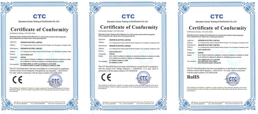 led flood light ce rohs certificates