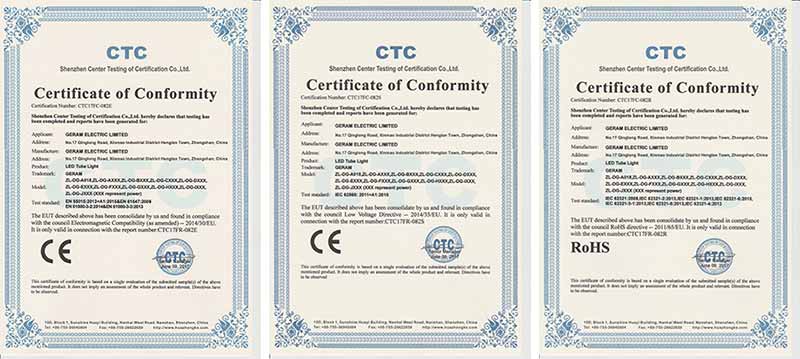 Geram LED Tube Light CE RoHS Certificates