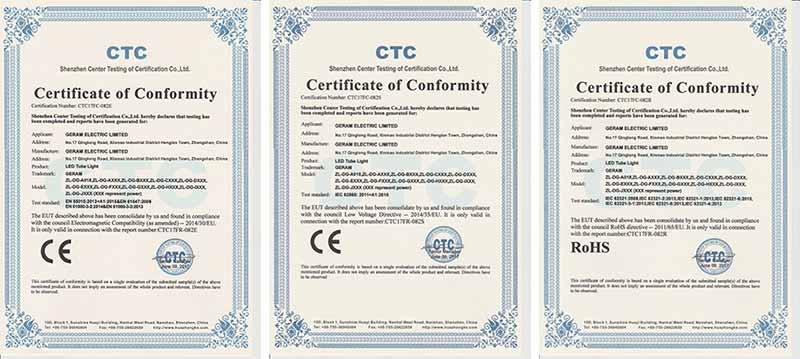 Certificati Geram LED Tube Light CE RoHS